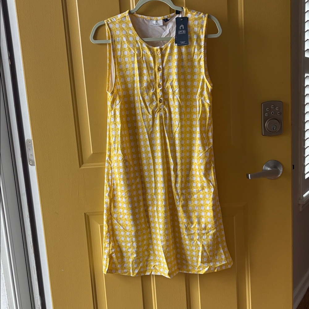 Cabana life UPF 50 Sleeveless Yellow gingham Shift Dress NWT